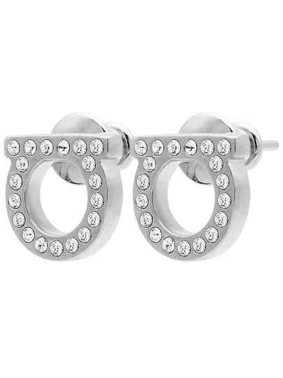 Gancini Crystal Small Earrings Silver - SALVATORE FERRAGAMO - BALAAN 2