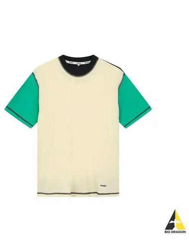 Color block short sleeve t shirt beige green CRTWXJER004 COT002 - SUNNEI - BALAAN 1