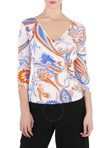 Roberto Cavalli Ladies Bandana Print V-neck Wrap Top, Brand Size 42 (US Size 8) - ROBERTO CAVALLI - BALAAN 1