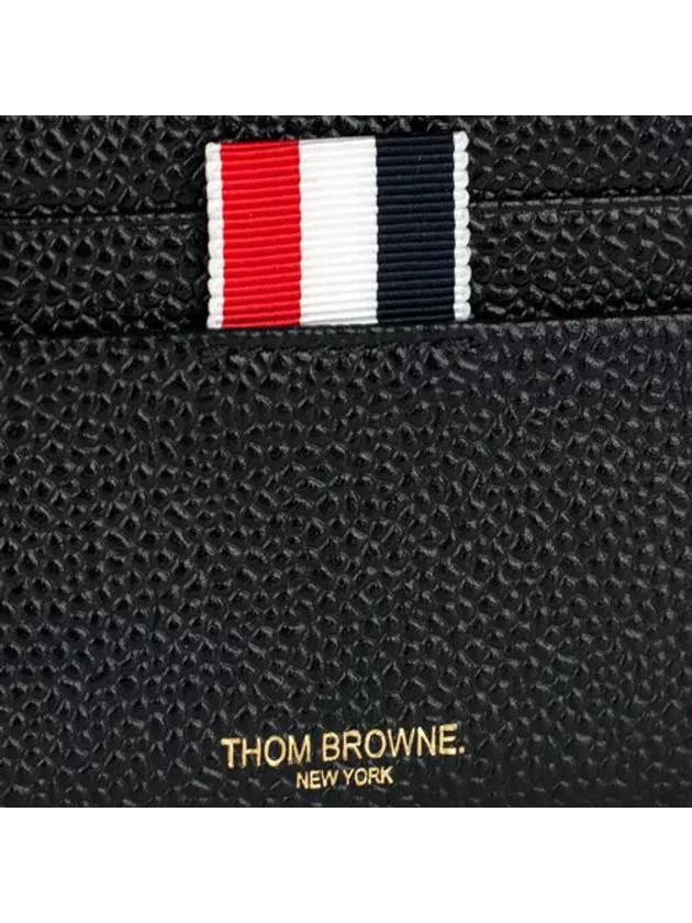 Pebble Grain Leather Stripe Note Compartment Card Wallet Black - THOM BROWNE - BALAAN 6