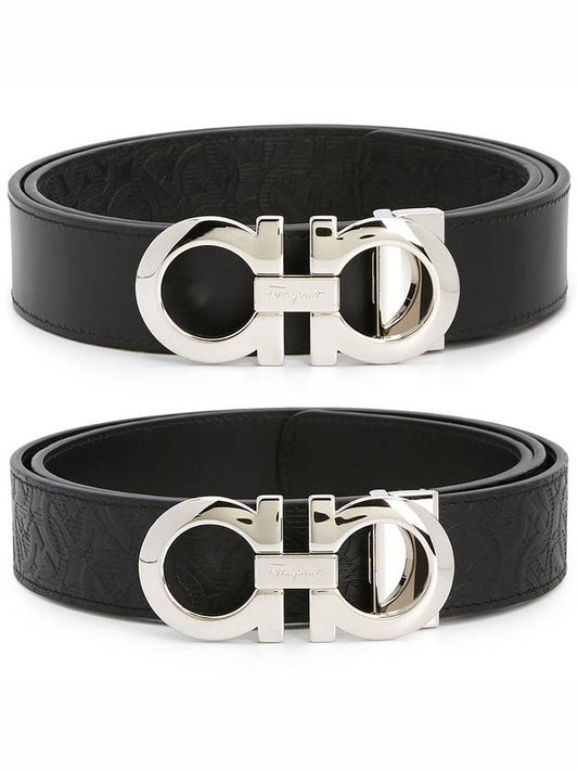 Gancini Reversible Adjustable Leather Belt Black - SALVATORE FERRAGAMO - BALAAN 2