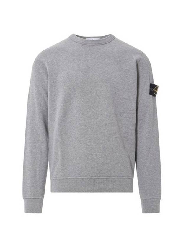 Brushed Cotton Fleece Garment Dyed Crewneck Sweatshirt Melange Grey - STONE ISLAND - BALAAN 1