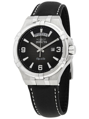 Invicta Objet D Art Quartz Black Dial Black Leather Men's Watch 30183 - INVICTA - BALAAN 1