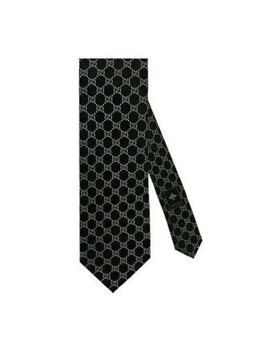 GG Logo Silk Jacquard Tie Black - GUCCI - BALAAN 1