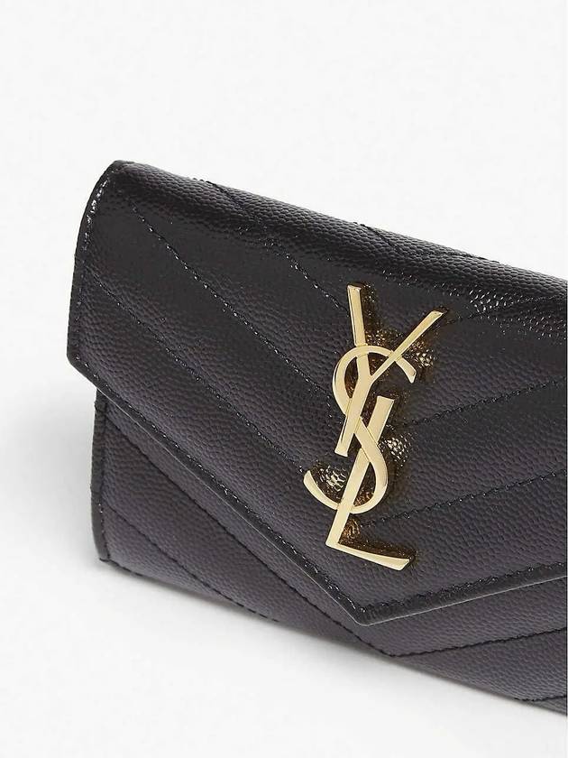 Monogram Envelope Small Half Wallet Black Gold - SAINT LAURENT - BALAAN 5