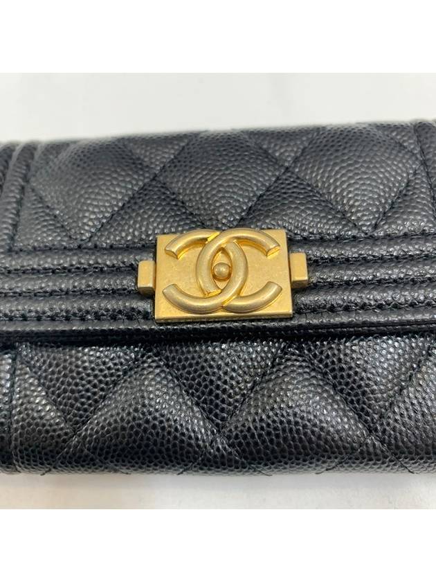 Boy  Flap Card Holder Grained Calfskin Gold Black - CHANEL - BALAAN 7