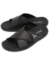 Crisscross Leather Slide Slippers Black - PRADA - BALAAN 2