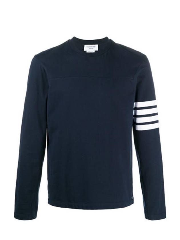 Men's Diagonal Armband Cotton Long Sleeve T-Shirt Navy - THOM BROWNE - BALAAN 3