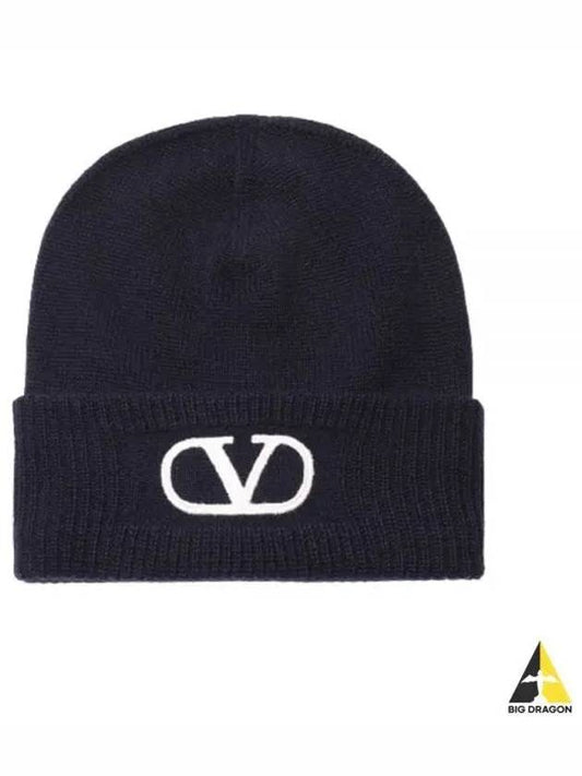 V logo turn-up wool beanie - VALENTINO - BALAAN 2