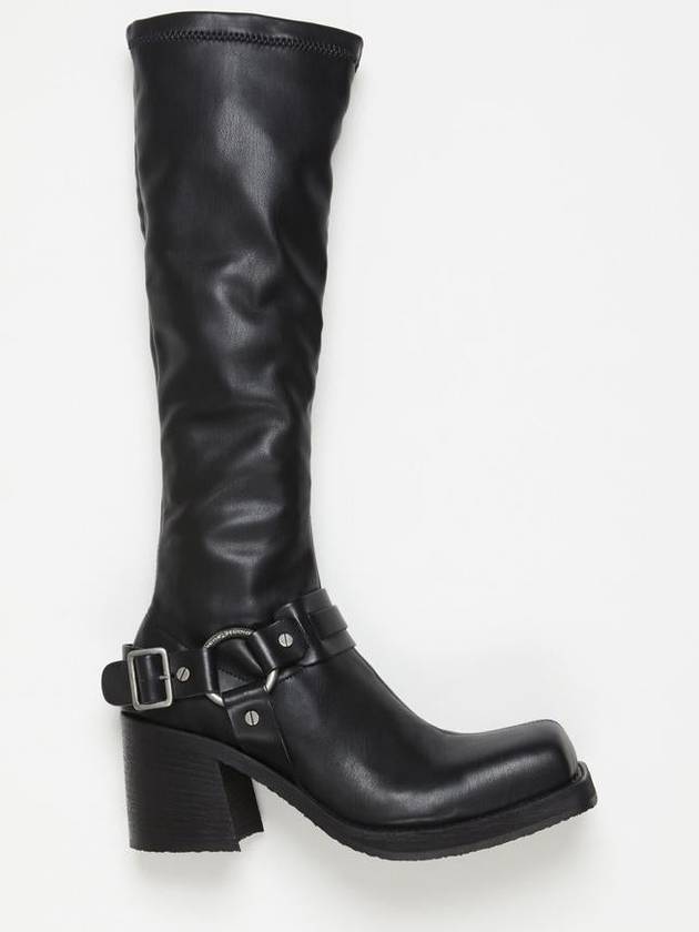 Pull-On Buckle Square Toe Long Boots Black - ACNE STUDIOS - BALAAN 2