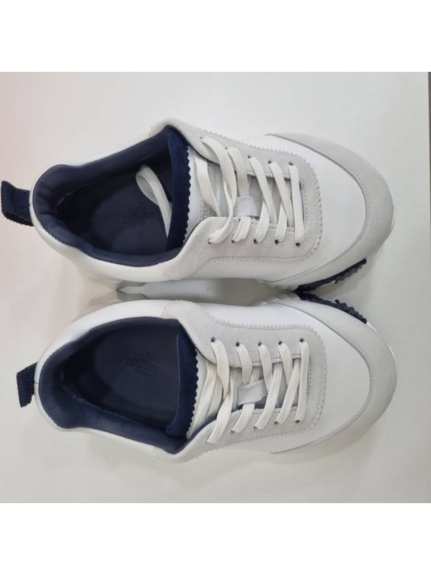 Bouncing Sneakers Calfskin Suede Goatskin Blanc - HERMES - BALAAN 4