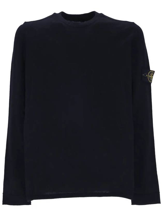 Wappen Patch Crew Neck Cotton Knit Top Navy - STONE ISLAND - BALAAN 3