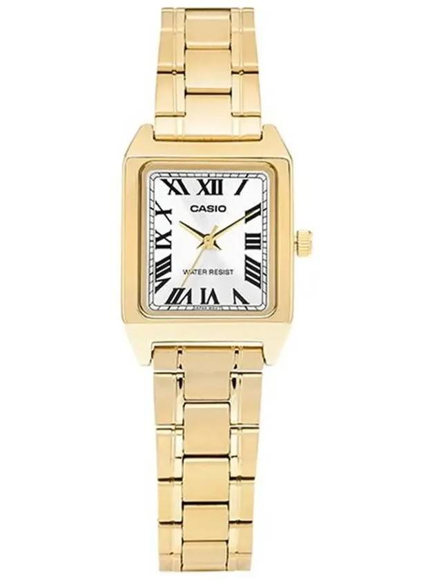 Square Plated Roman Numerals Metal Analog Watch Gold - CASIO - BALAAN 5