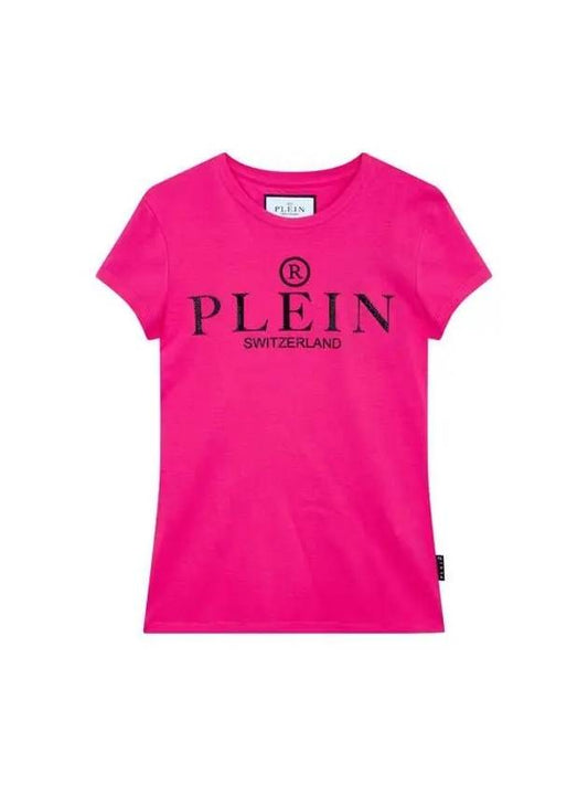 Women's Front Hot Piece Logo T-Shirt Dark Pink 271061 - PHILIPP PLEIN - BALAAN 1