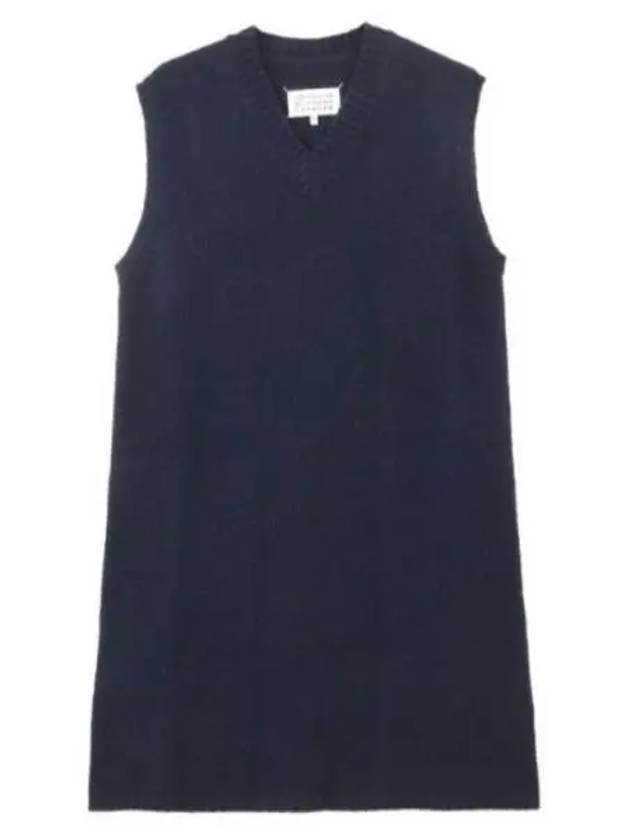 Women's V-neck Knit Midi Dress Blue - MAISON MARGIELA - BALAAN 2