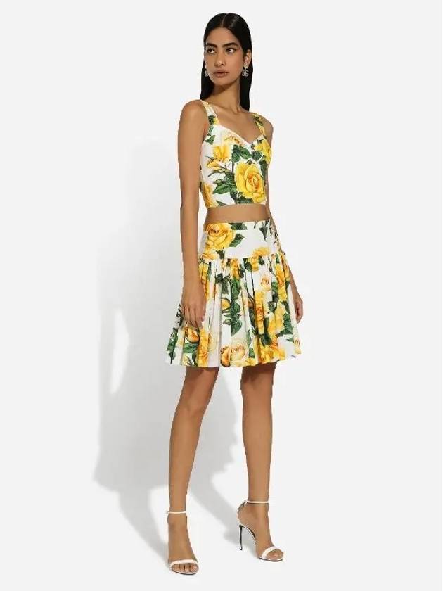 Floral Motif Pleated Skirt Yellow - DOLCE&GABBANA - BALAAN 6