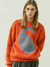 Bulky Brush Paisley Sweater Orange - KND - BALAAN 6