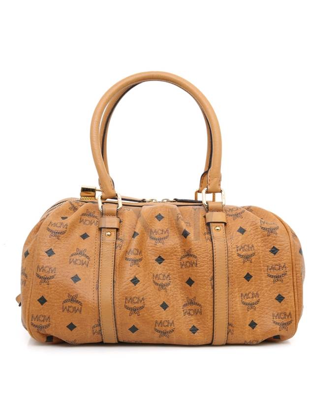 MCM Visetos Camel Round Boston Bag Tote - MCM - BALAAN 3