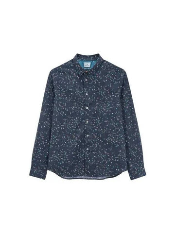 PS Micro Floral Slim Shirt Navy - PAUL SMITH - BALAAN 1