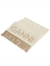 Logo Print Fringe Wool Muffler Beige - GANNI - BALAAN 3