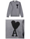 Big Heart Logo Wool Knit Top Grey Black - AMI - BALAAN 6