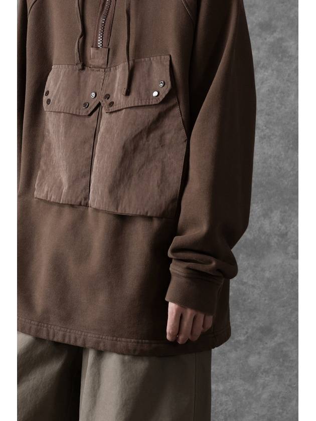 Felpa Chiusa Cappuccio Garment-Dye Hooded Anorak Brown - TEN C - BALAAN 9