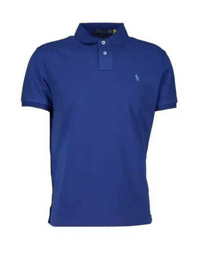 Embroidered Blue Pony Slim Fit Polo Shirt Dark Blue - POLO RALPH LAUREN - BALAAN 2