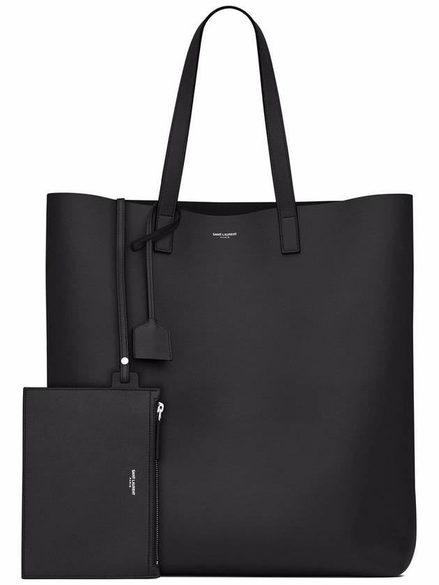 Logo Soft Leather Bold Tote Bag Black - SAINT LAURENT - BALAAN 3