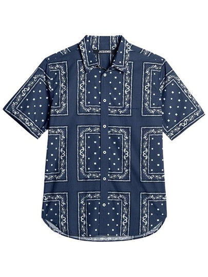 La Chemise Melo Paisley Bandana Short Sleeve Shirt Navy - JACQUEMUS - BALAAN 2