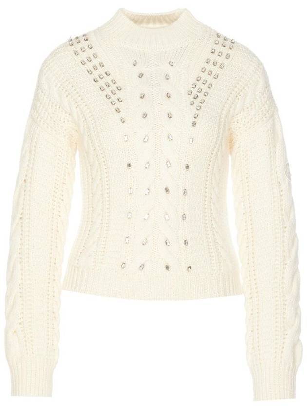 Wool Mohair Logo Knit Top Ivory - MONCLER - BALAAN 1