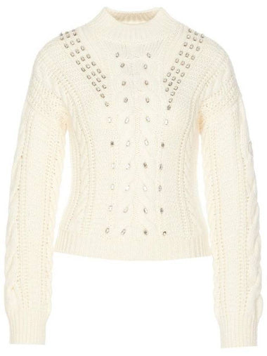 Wool Mohair Logo Knit Top Ivory - MONCLER - BALAAN 1