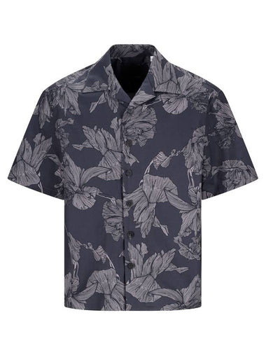 BLACK SHIRT WITH FLORAL PRINT - NEIL BARRETT - BALAAN 1