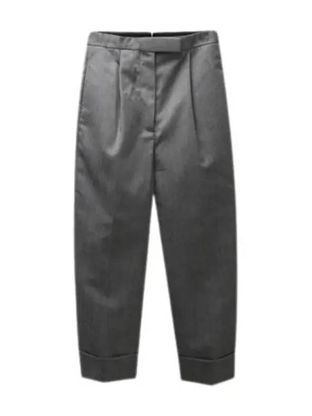 High Waist RWB Trimming Heavy Wool Pants Grey - THOM BROWNE - BALAAN 2