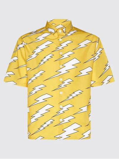 Thunder Print Short Sleeve Shirt Yellow - NEIL BARRETT - BALAAN 2