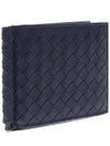 Intrecciato Money Clip Leather Half Wallet Navy - BOTTEGA VENETA - BALAAN.