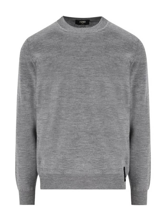 Crew Neck Wool Sweatshirt Grey - FENDI - BALAAN 2