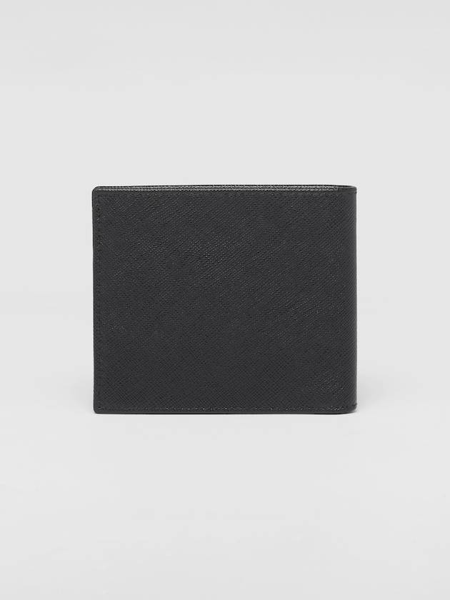 Triangle Logo Saffiano Half Wallet Black - PRADA - BALAAN 4