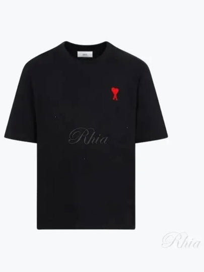 Small Heart Logo Boxy Fit Short Sleeve T-Shirt Black - AMI - BALAAN 2