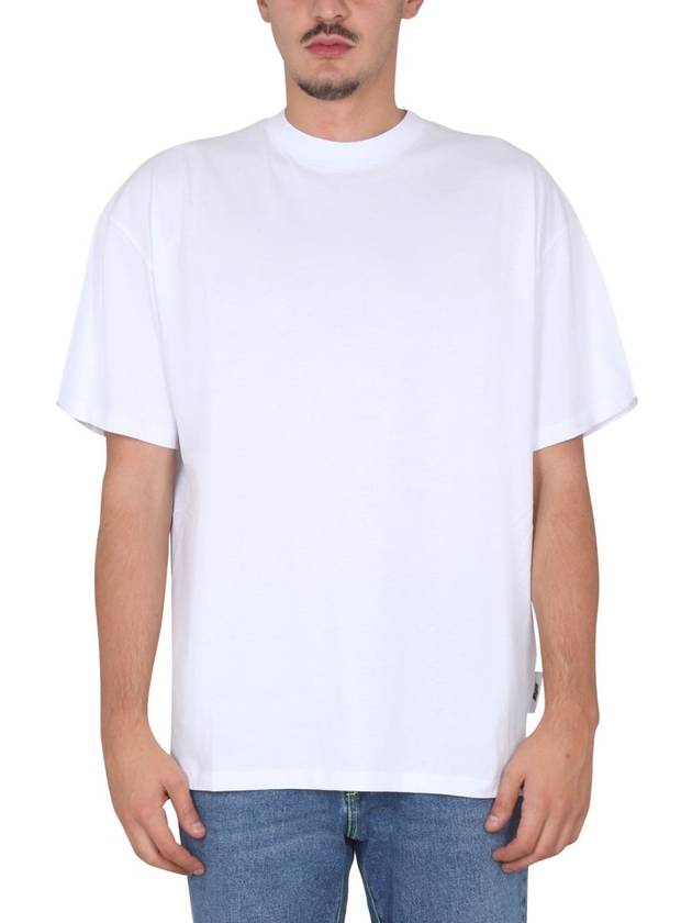 Maxi Back Logo Cotton Short Sleeve T-Shirt White - MSGM - BALAAN 3