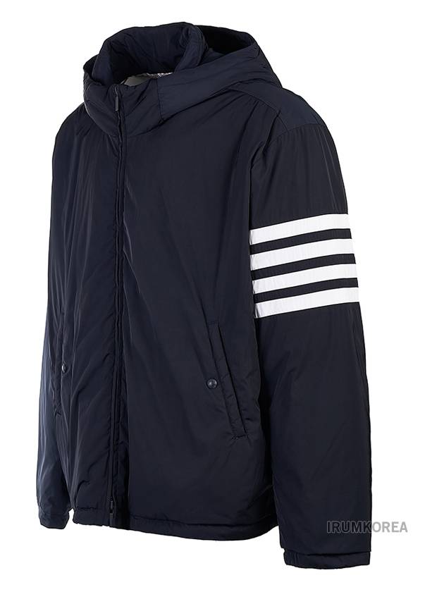 Poly Twill 4-bar Down Filled Hooded Jacket Navy - THOM BROWNE - BALAAN 3