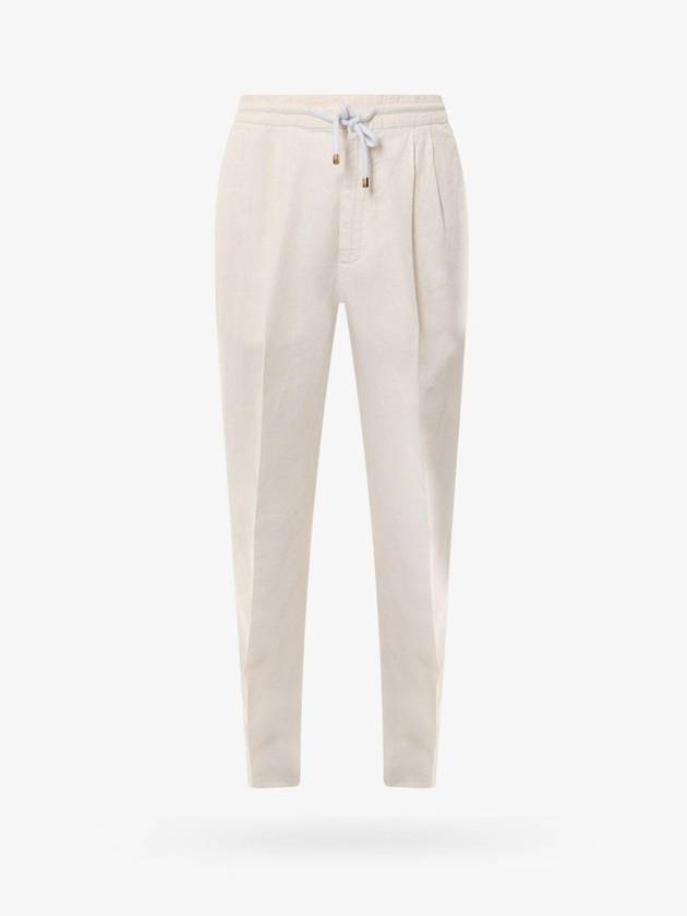 Drawstring Pleated Tapered Straight Pants White - BRUNELLO CUCINELLI - BALAAN 1