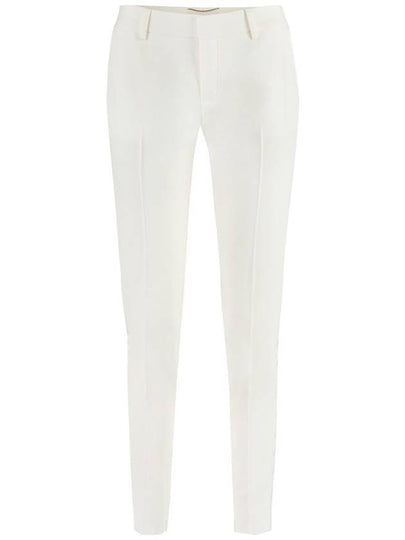 Women's Front Pleated Slacks White - SAINT LAURENT - BALAAN 2