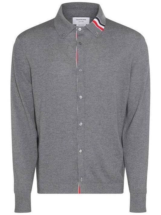 Stripe Merino Jersey Cardigan Medium Grey - THOM BROWNE - BALAAN 1