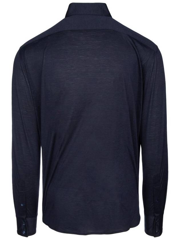 Silk Long Sleeve Shirt Navy - BRUNELLO CUCINELLI - BALAAN 3