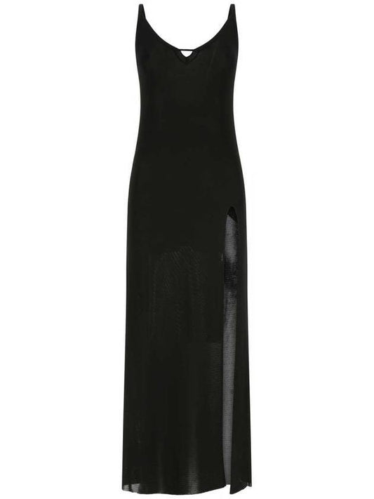 viscose knit sleeveless long dress black - AMI - BALAAN 1