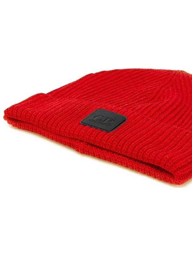 Merino Wool Logo Patch Beanie Red - CP COMPANY - BALAAN 5