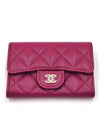 Classic caviar zipper card wallet snap purple dark pink AP4096 - CHANEL - BALAAN 1