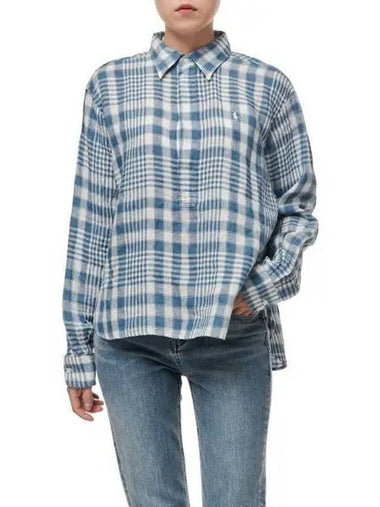 W Plaid Linen Pullover Shirt Blue - POLO RALPH LAUREN - BALAAN 1