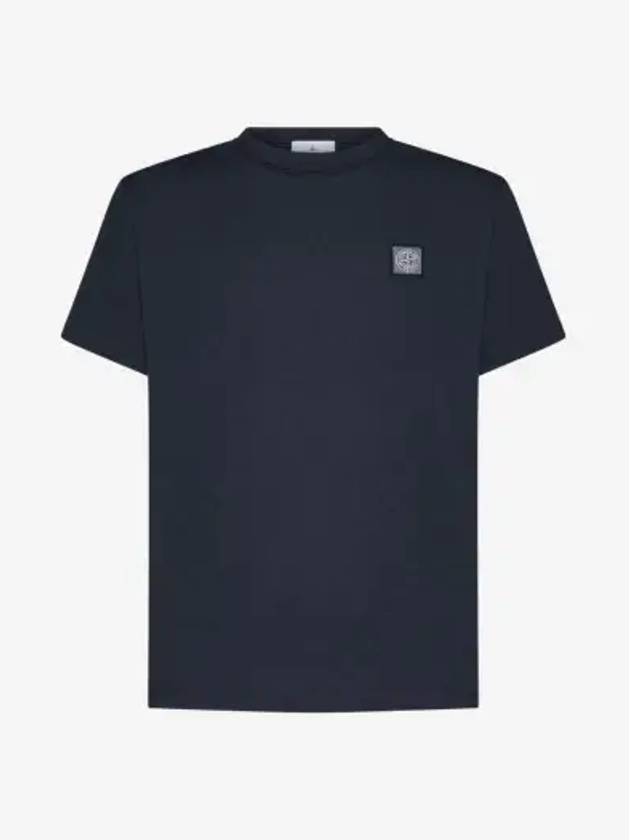 Pisato Effect Logo Patch Short Sleeve T-Shirt Navy - STONE ISLAND - BALAAN 2