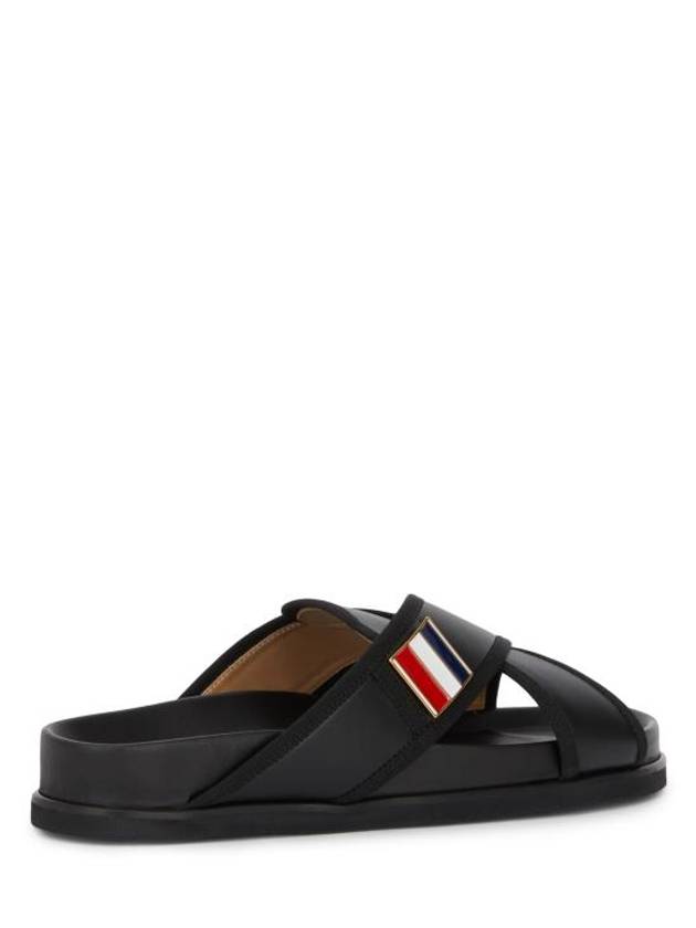 Vitello Calf Enamel Criss Cross Loafer Sandals Black - THOM BROWNE - BALAAN 4